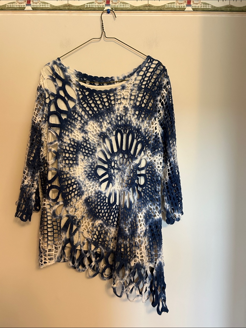 Indigo Thread Co crochet top 100% cotton with rayon lining VG condition size S